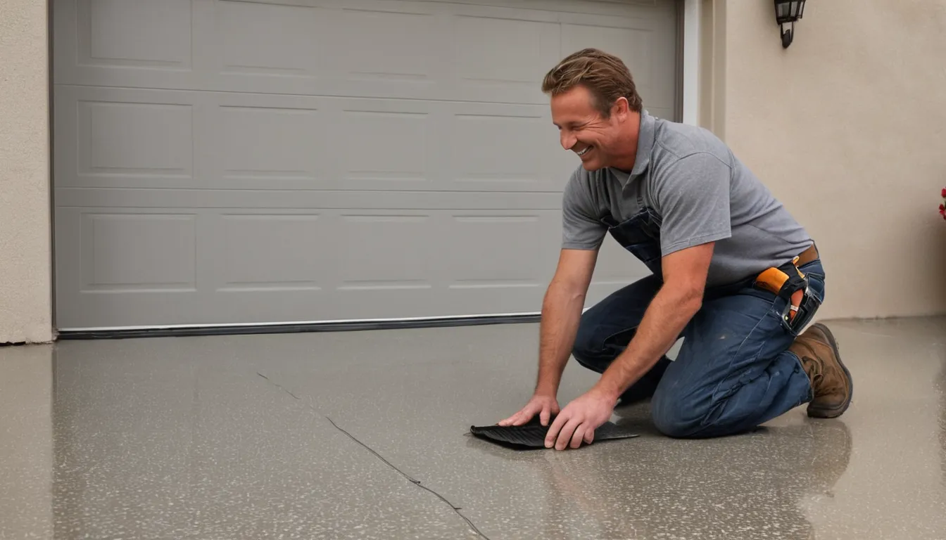 Local provider rolling a clear polyaspartic top coat on a garage floor near Firestone